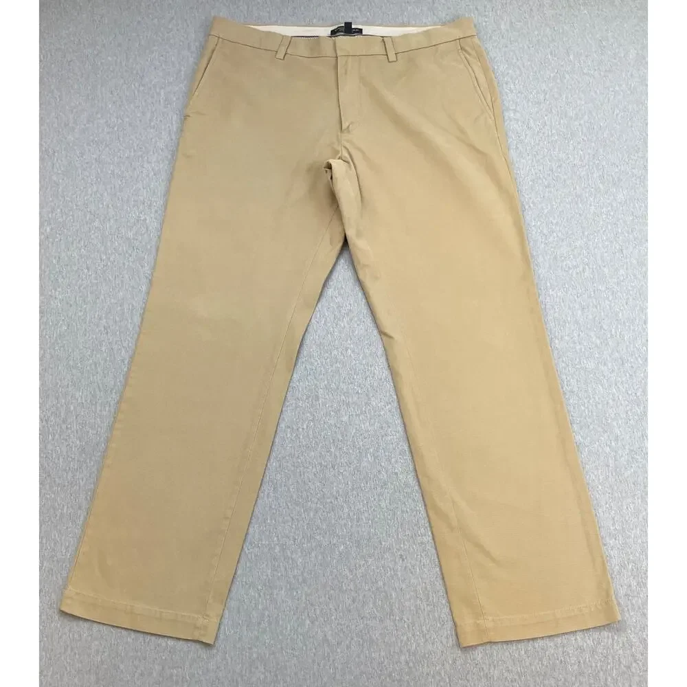 Banana Republic Pants Mens 35 x 32 Beige 100% Cotton Emerson Chino Flat Front‎